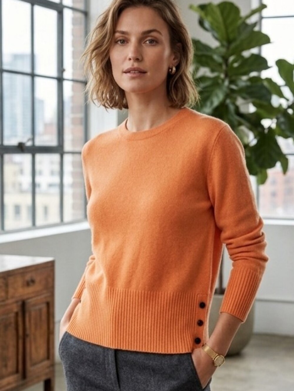 Allude Cashmere Sweatshirt sweater carrot orange Medium @A7